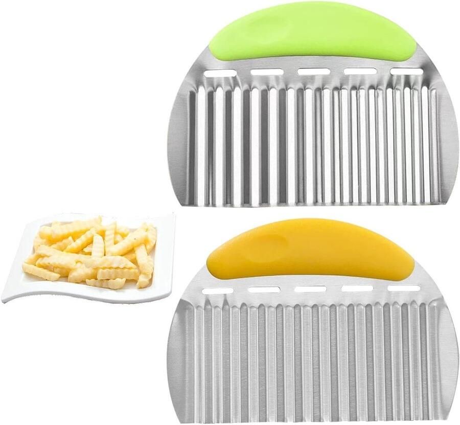 2 Aardappelsnijders Gemaakt Van Roestvrij Staal Golfkeuken Eenvoudige Keukengerei Kookaccessoires Geschikt Voor Komkommer En Wortelen