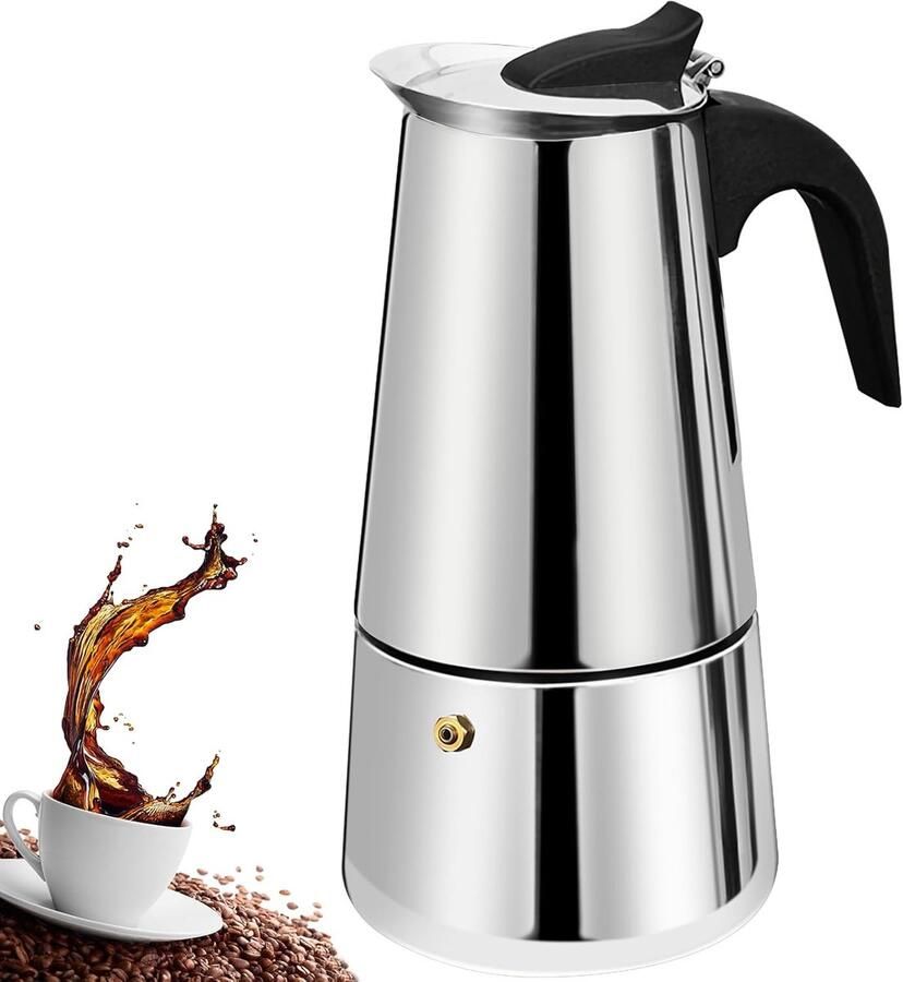 2 Cup Stovetop Espresso Maker Stainless Steel Moka Pot Espresso Maker Percolator Italian Coffee Maker Capable Mocha Coffee Machine Cafe Classic Maker for Home & Camping 100ml 3.3oz