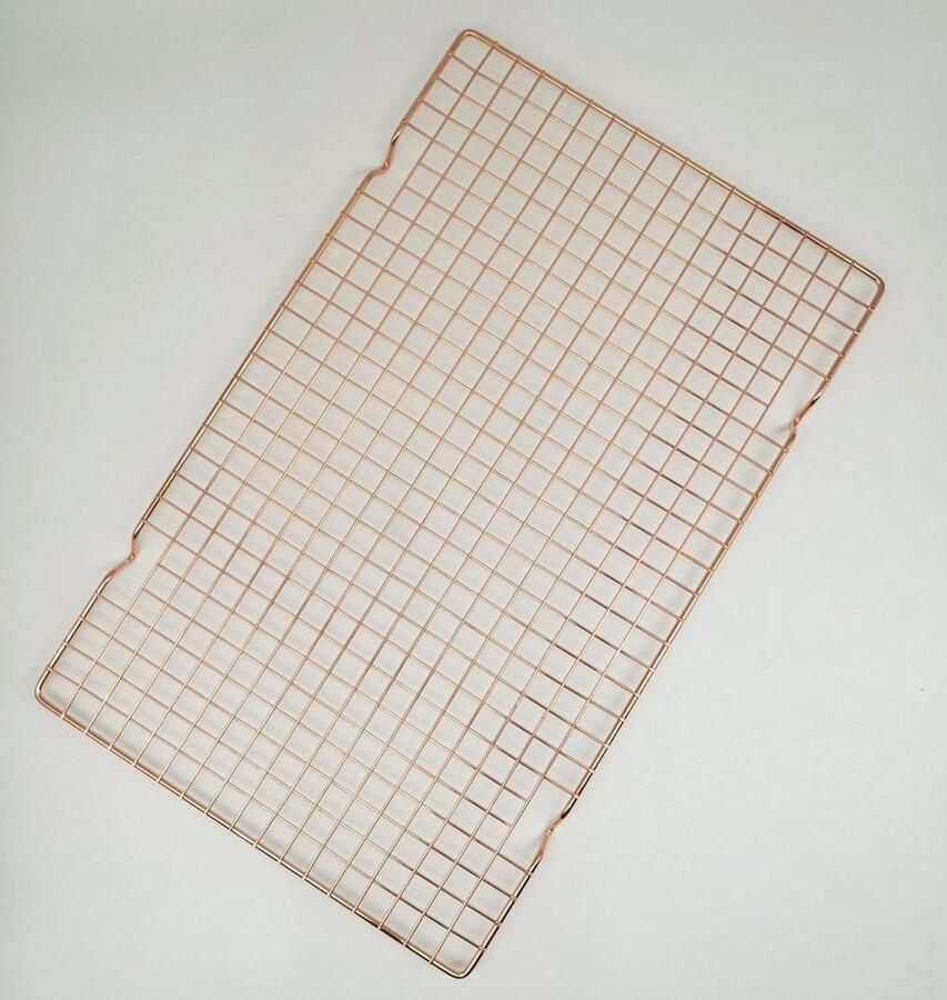 2-delig koelrek voor bakken 16 x 10 inch grill grof metalen draad koekjesrek voor koken bakken barbecue drogen ovenbestendig geschikt voor halve pan roségoud
