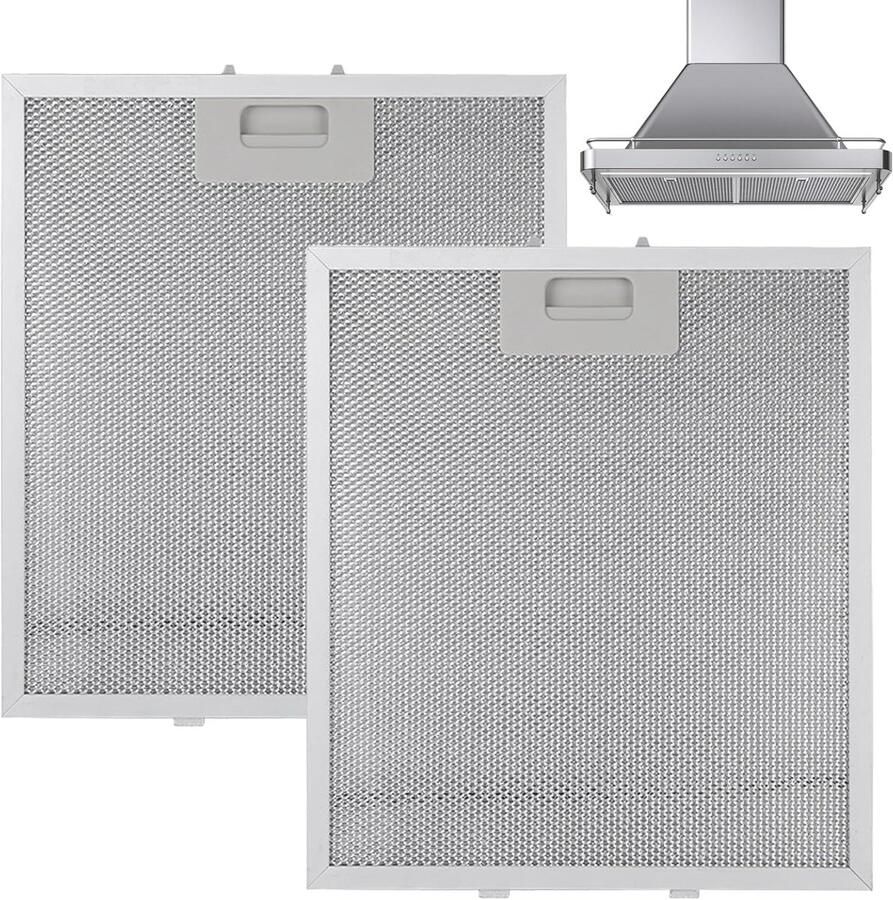 2-delig metalen afzuigkapfilter Vetfilter voor afzuigkappen Universeel afzuigkapfilter 320×260 mm 5-laags universeel aluminium gaasfilter voor afzuigkappen Compatibel met de meeste afzuigkappen