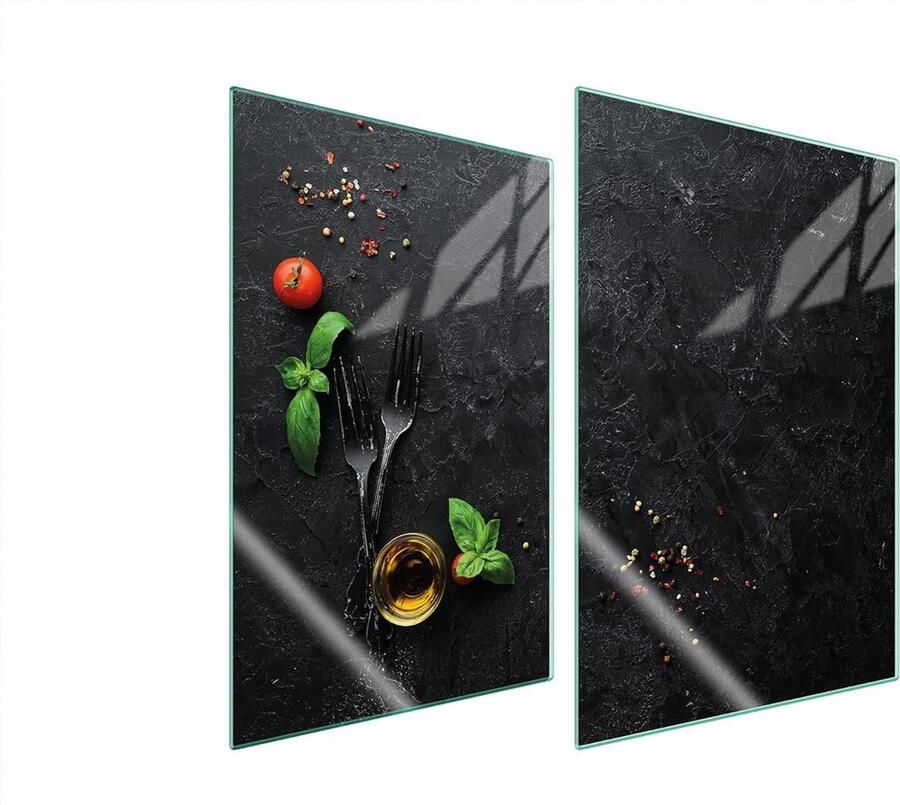 2-delige Afdekplaat voor Kookplaat Leisteen Decoratieve Spatbescherming en Snijplank
