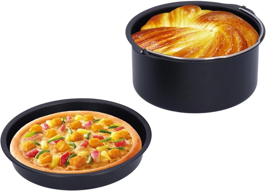2-Delige Airfryer Accessoires Set: Ronde Bakvorm en Pizzapan (7 Inch)