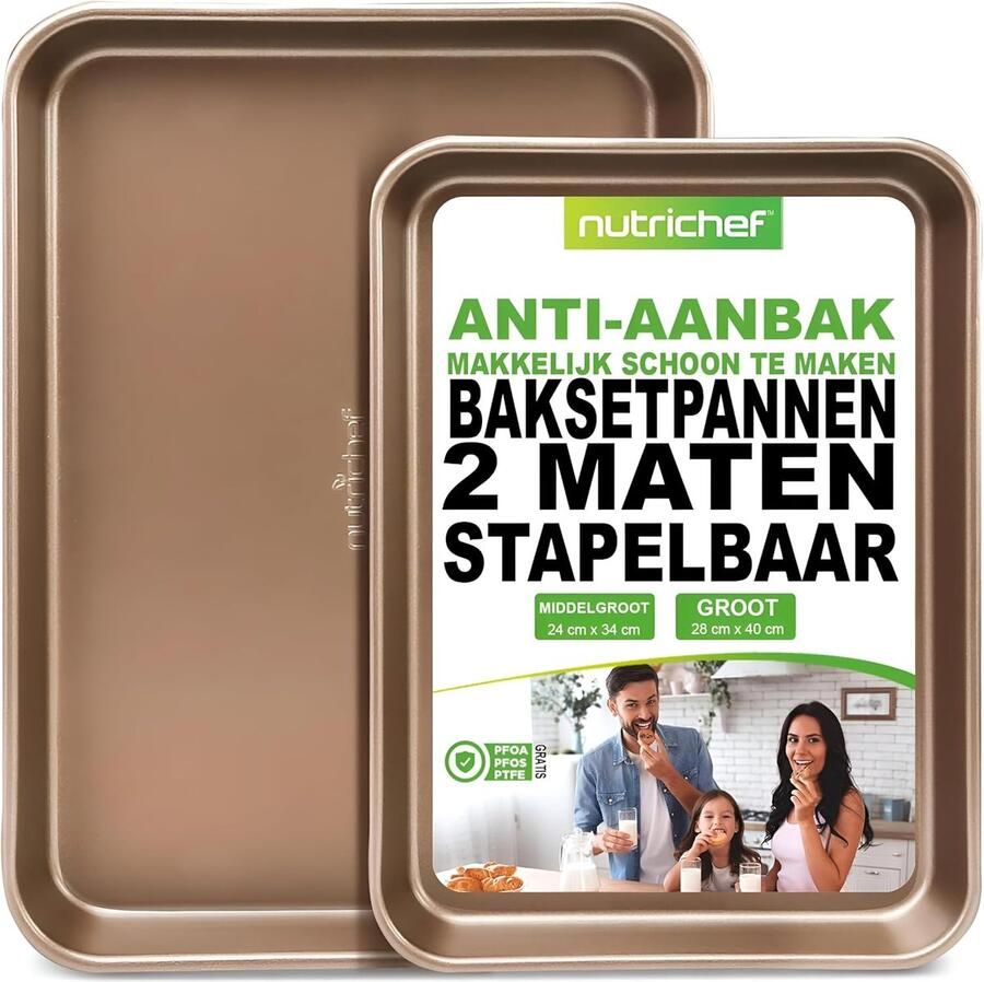 2-delige Anti-aanbak Bakplaten Set van Koolstofstaal Ideaal voor Bakken en Braden Vaatwasserbestendig