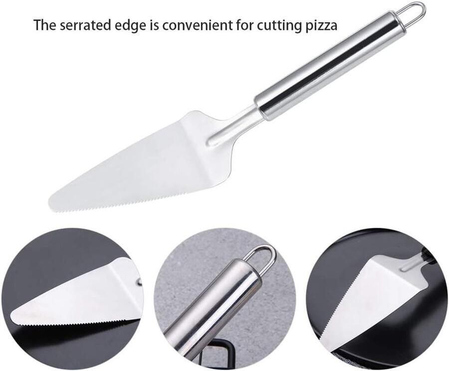 2-delige driehoekige pizzacutter van roestvrij staal multifunctionele spatula en serveerlepel voor pizza taart en desserts in de keuken