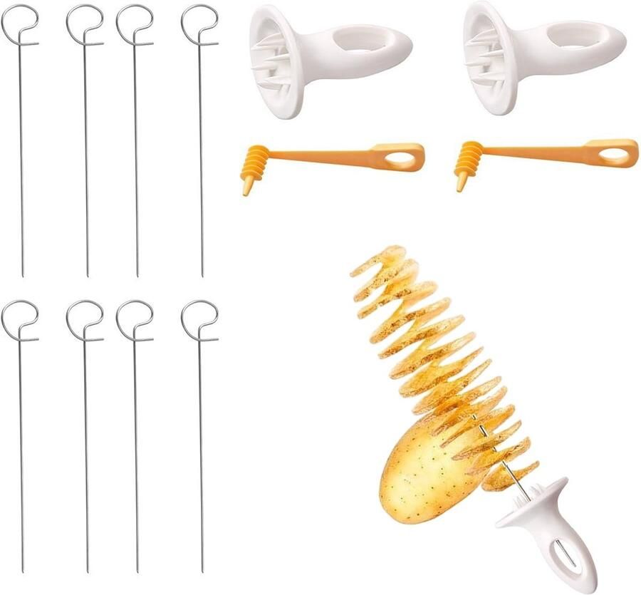 2-Delige Frietsnijder Aardappelsnijder Spiraalsnijder Roestvrijstalen Aardappelsnijder Voor Aardappeltaarten Barbecues Keuken Toren Snijder