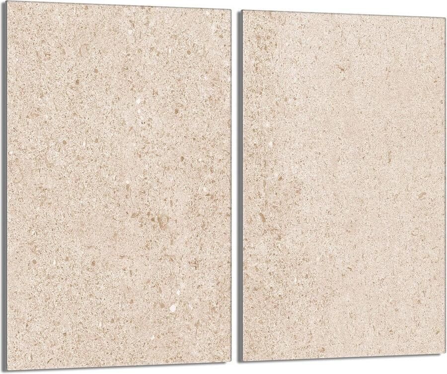 2-Delige Glazen Kookplaat Afdekplaat & Snijplank Beige Universele Bescherming