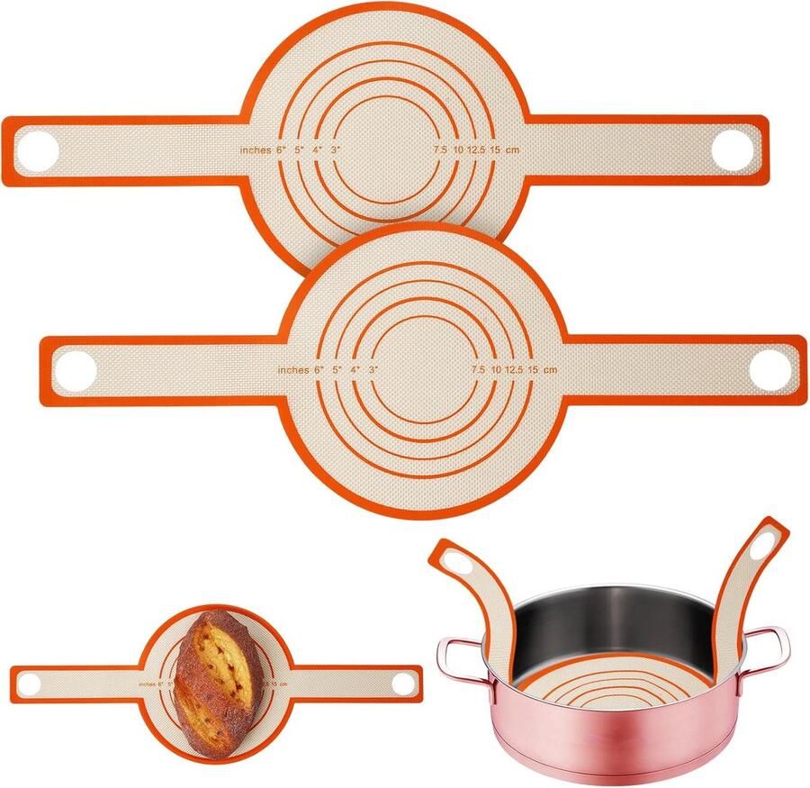 2-delige Multifunctionele Bakmat voor Oven Herbruikbare Siliconen Bakmat met Lange Handvatten