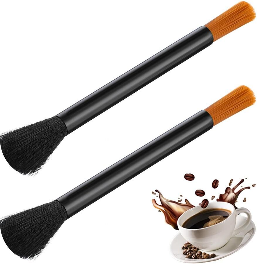 2-delige reinigingsborstel voor koffiemolens borstel koffie borstel Voor koffiemachines koffiemolens Kunststof Zwart