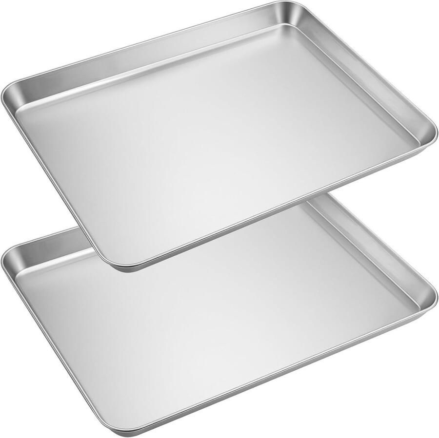 2-delige roestvrijstalen bakplaat metalen ovenplaat voor koken braden en bakken 40 7 x 30 6 x 2 5 cm