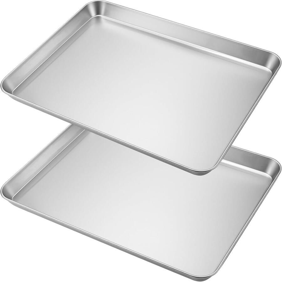 2-delige roestvrijstalen bakplaat voor koken en braden ovenplaat 40 7 x 30 6 x 2 5 cm duurzaam en veelzijdig in de keuken