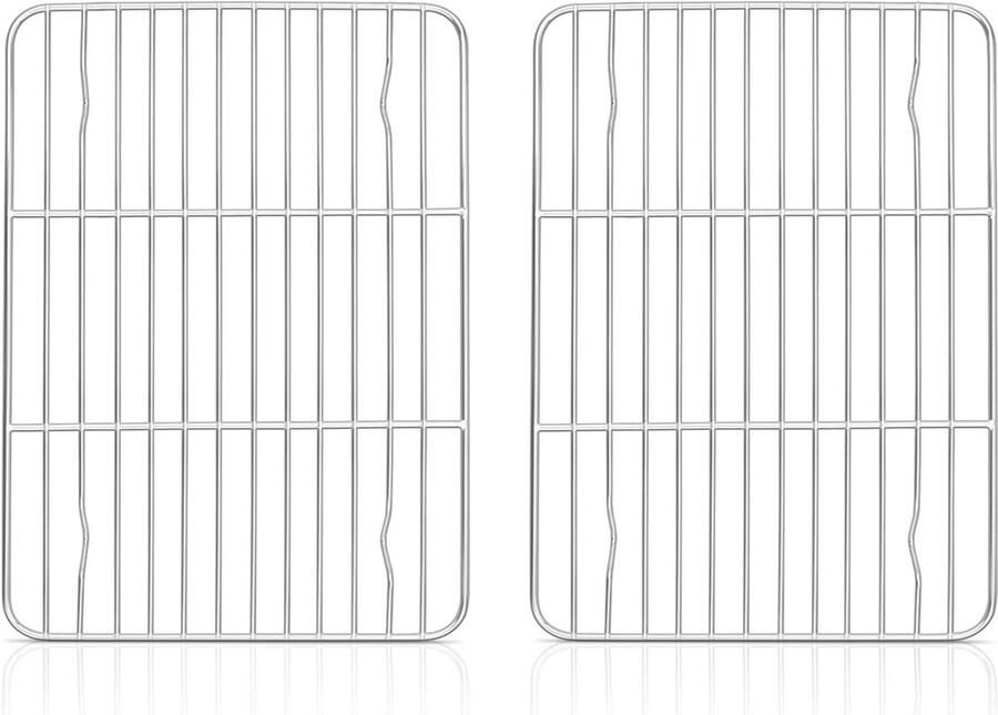 2-delige set rechthoekig afkoelrooster voor bakken en grillen 22 x 16 cm vaatwasmachinebestendig