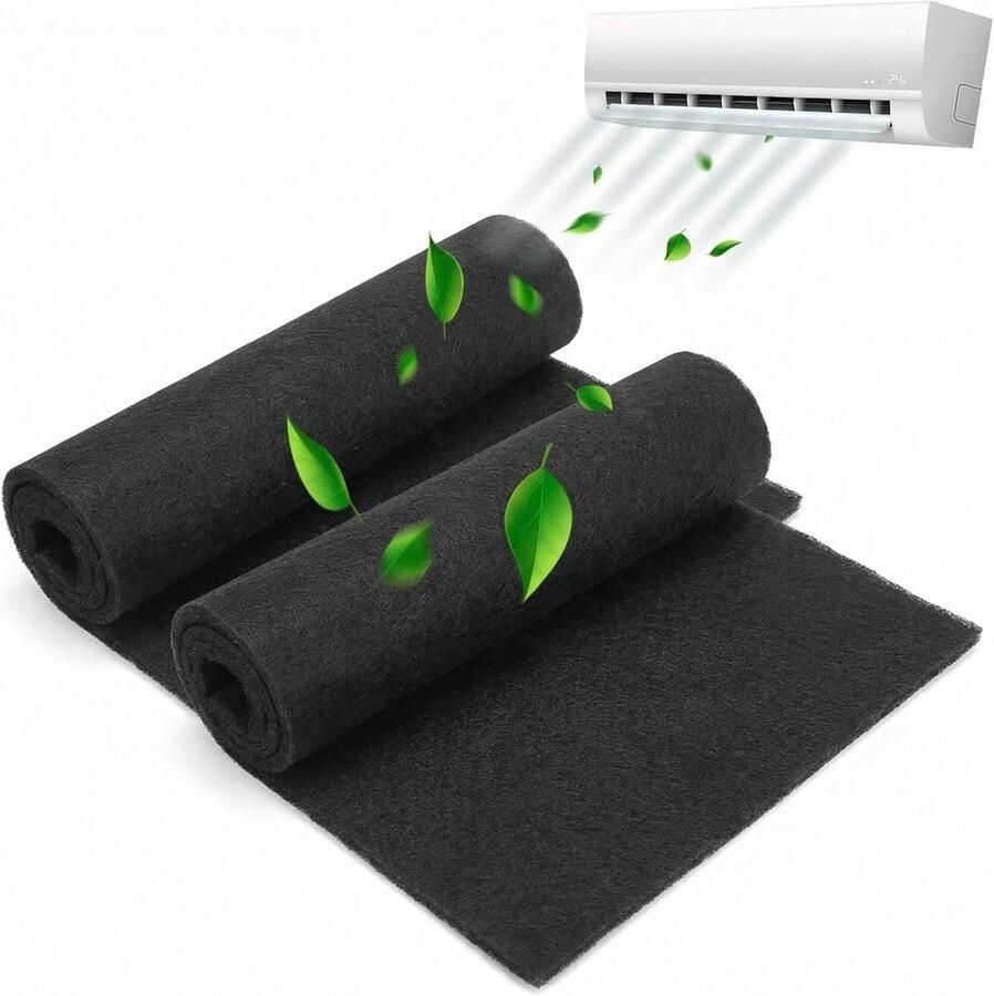 2-delige Set Snijdbare Actieve Koolstoffilters 120 cm x 20 cm x 3 mm voor Afzuigkappen en Luchtzuiveraars Verbeter de Luchtkwaliteit en Verminder Geuren