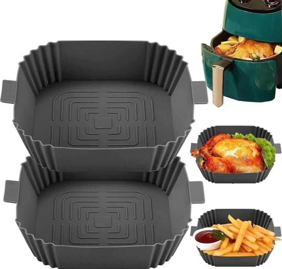 2-delige siliconen bakvorm voor airfryers Bakpapier voor airfryer accessoires voor airfryer (grijs)