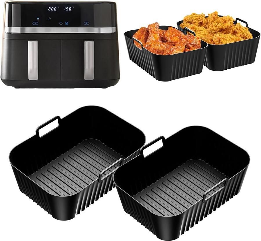 SnelShoppen 2 x 4.5L Air Fryer Accessoires Silicone Mallen voor Frituurpan Geschikt voor Dubbele Zone Keuken Gereedschap Set Hoge Kwaliteit