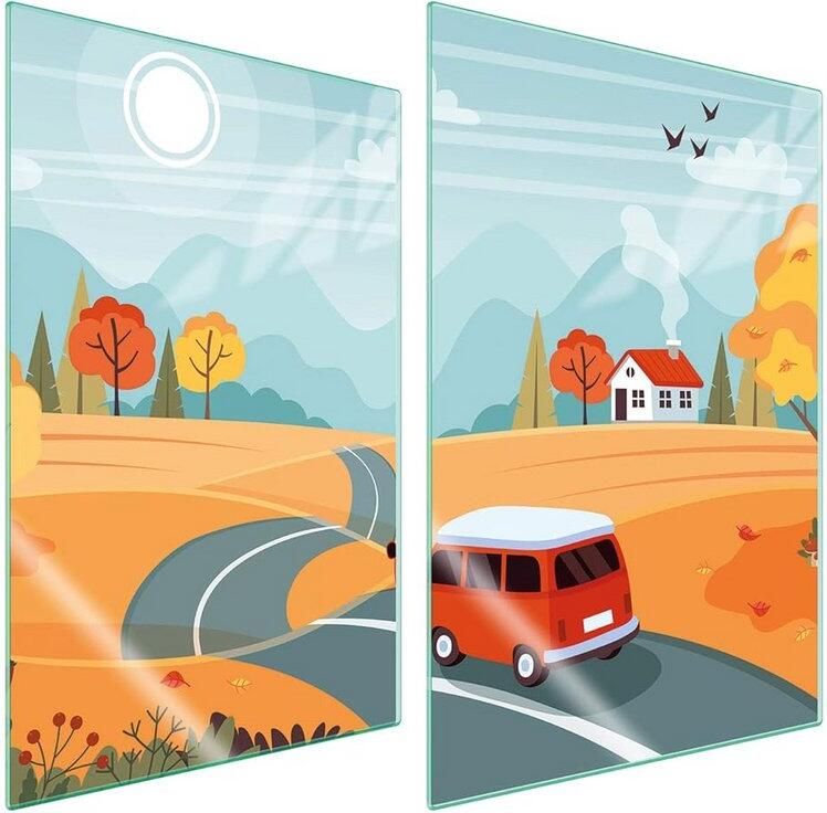 2-delige Universele Kookplaat Afdekplaat van Glas Spatbescherming & Snijplank (35x52 cm)