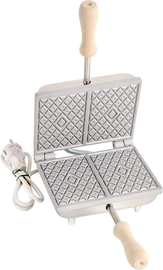 2 elektrische ijzeren pers voor wafels en ijzeren gerechten rechthoekig en smal