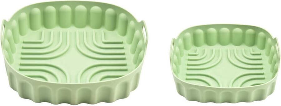 2 groene vierkante siliconen bakmatten voor de airfryer