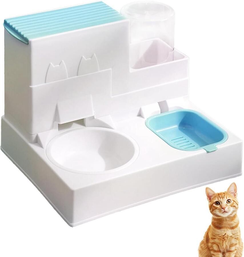 2-in-1 Automatische Gravity Voederdispenser en Waterdispenser voor Kleine Huisdieren Makkelijk Schoon te Maken en Ideaal voor Katten en Honden