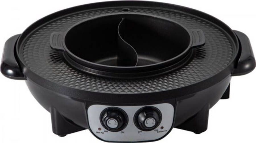2 in 1 BBQ Grill 2200W Multifunctionele Elektrische Grill Hot Pot Aluminium en Gehard