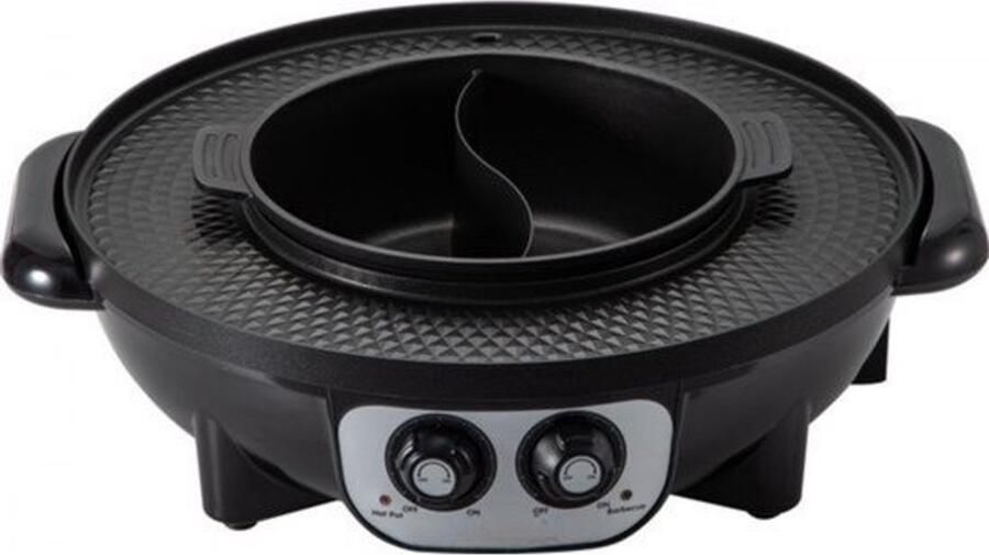 2 in 1 BBQ Grill 2200W Multifunctionele elektrische grill Hotpot Aluminium en gehard glas