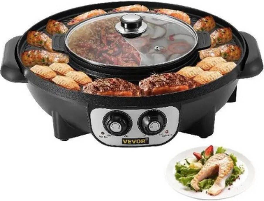 2 in 1 bbq grill Elektrische grill Grillapparaat Gourmet stel 51 5 x 46 cm Bakplaat