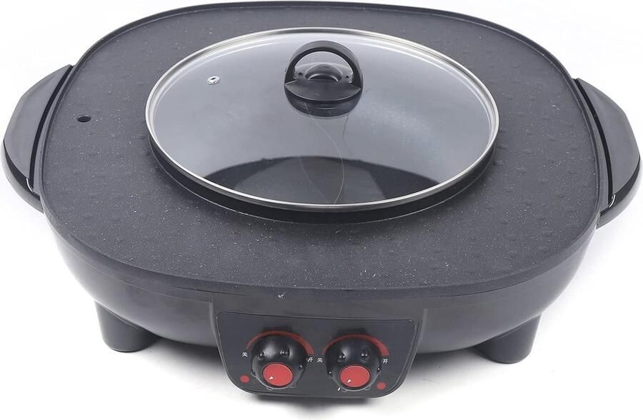 2-in-1 BBQ Grill en Hot Pot Grillmachine met Dubbele Temperatuurregeling