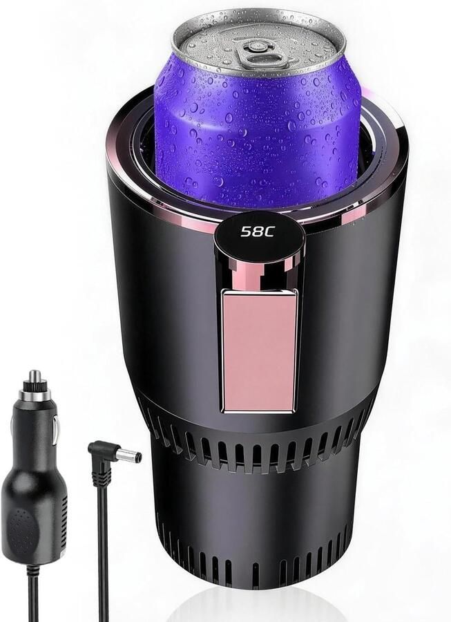2-in-1 bekerwarmer voor de auto koeler 12 V draagbare verwarmings- en koelbeker met lcd-display universele slimme bekerhouder voor koffie water melk autoaccessoires voor auto's en vrachtwagens