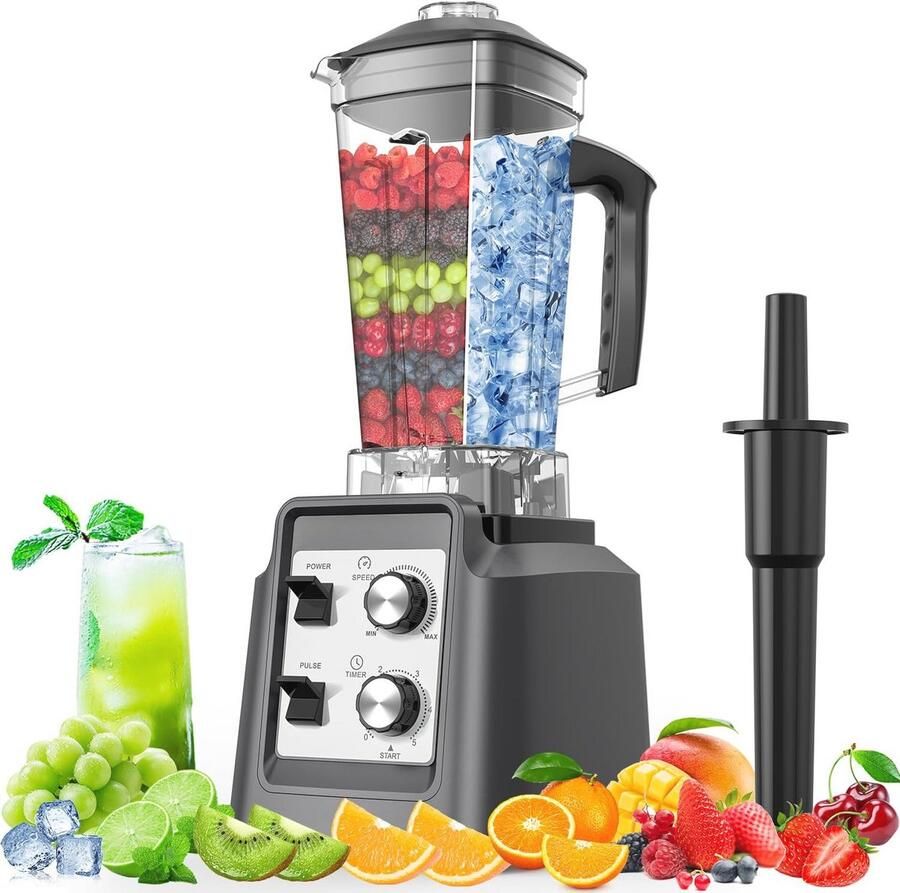 2-in-1 Blender voor Smoothies en Maalwerk Professionele Mixer 1800 Watt BPA-vrij 1800 ml