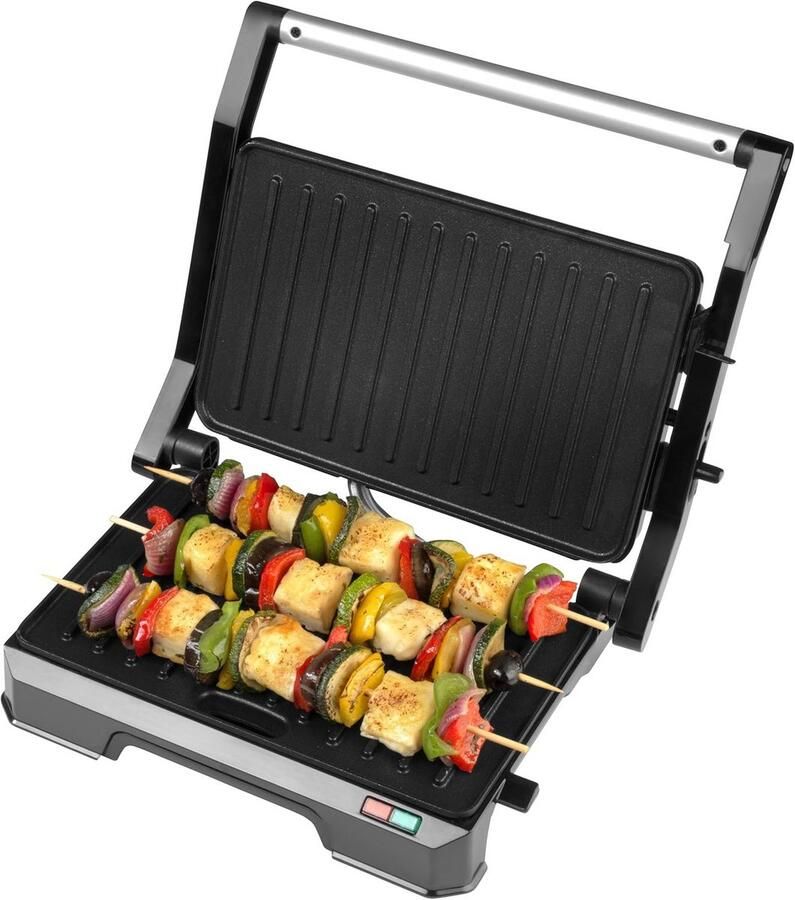 2-in-1 Contactgrill en Panini Pers Elektrische Grill met Antiaanbaklaag