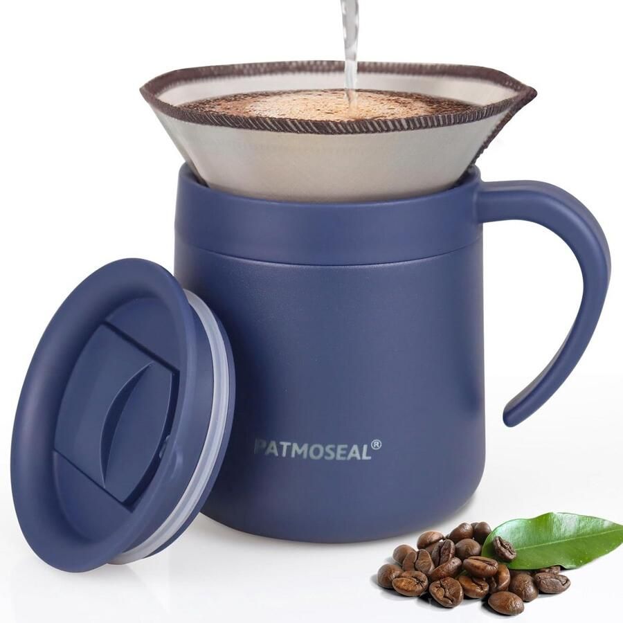 2-in-1 Draagbare Koffiezetter met Thermomok voor Thuis en Onderweg