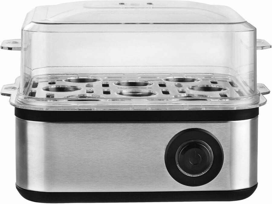 2-in-1 eierkoker en stoompan voor 8 eieren Roestvrij staal en kunststof