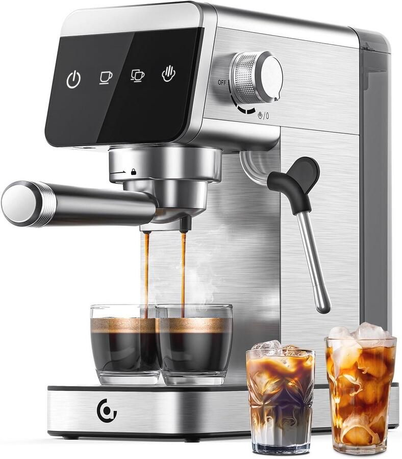 2-in-1 espressomachine met 20 bar LED-display en 1 2 L afneembare tank roestvrijstalen latte-machine voor thuis
