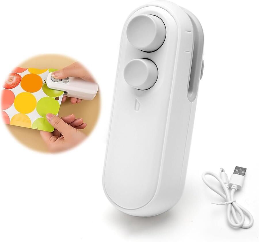 Dailygoody 2-in-1 folielasapparaat Handvacuüm-sealer Compact en oplaadbaar Off-white Inlasapparaat voor plastic zakken Geschikt voor thuis - Foto 2