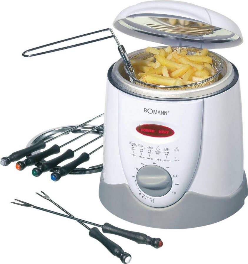 2-in-1 Fondue en Friteuse met Display Inclusief Fonduevorkjes en Veiligheidsfeatures voor 6 Personen