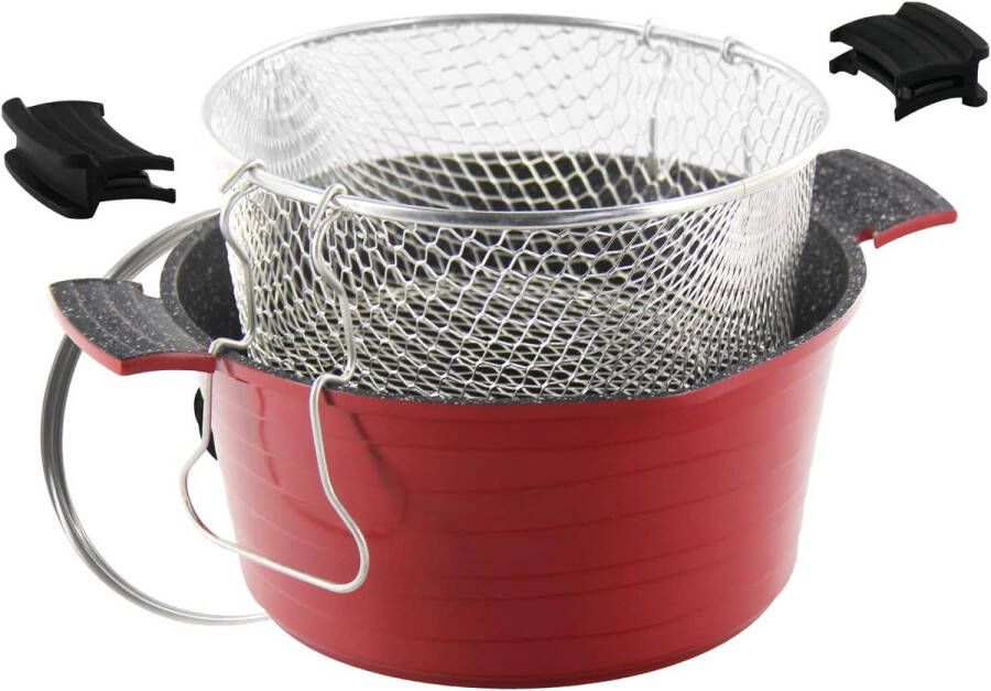 2-in-1 Friteuse en Kookpan met Glazen Deksel – 24 cm