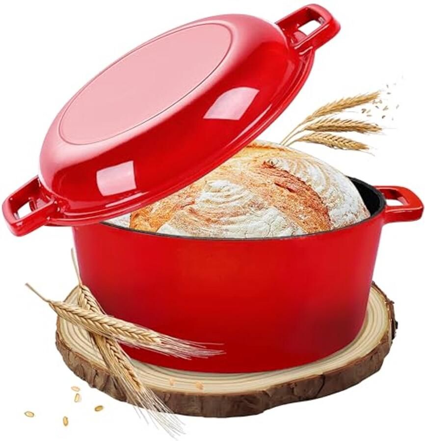 2-in-1 Gietijzeren Braadpan met Deksel 26 cm Ideale Braad- en Broodpan voor Alle Hittebronnen