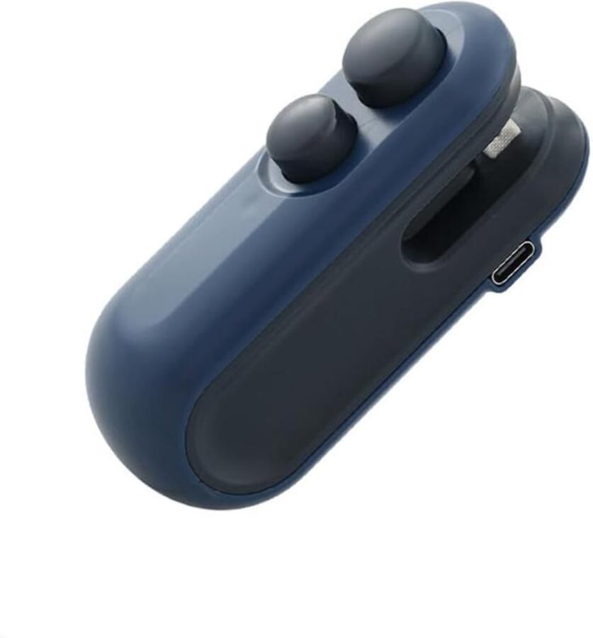 2-in-1 handmatige mini thermische zakverzegeler met ingebouwd snijmes draagbare voedselsealer inclusief kleur Blauw