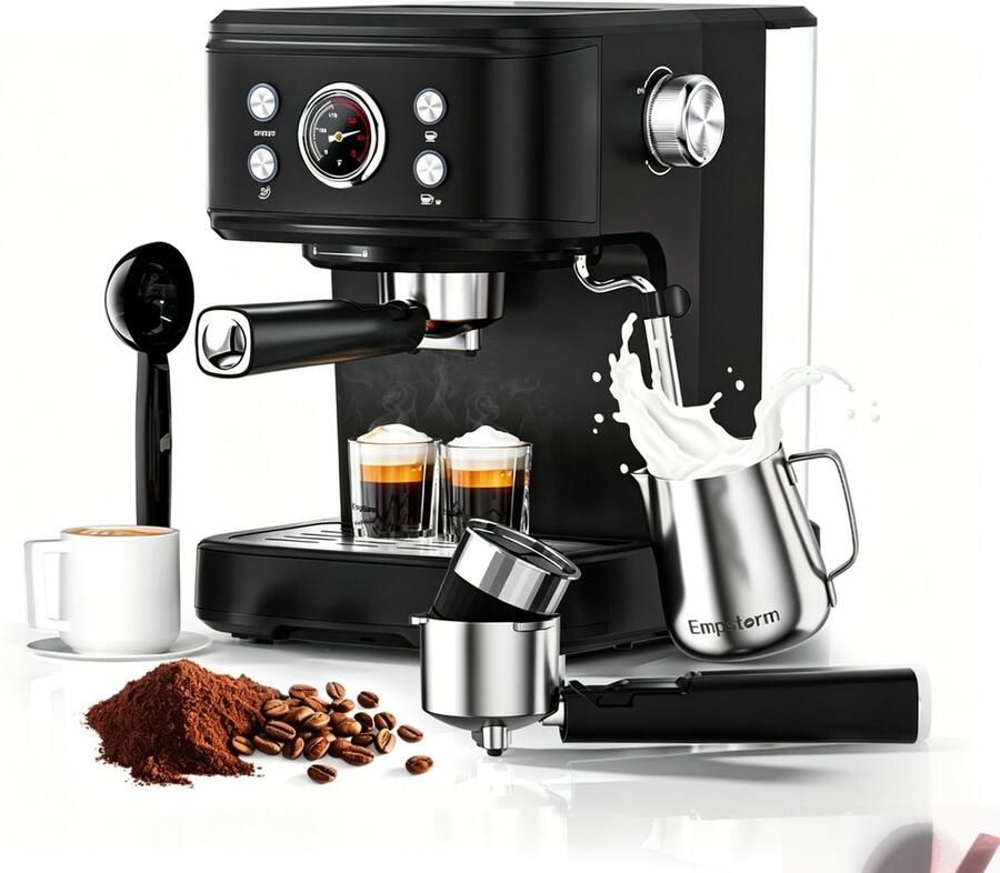 Empstorm Volautomatische koffiemachines 2 in 1 huishoud koffiemaker Capsule And Powder halfautomatische espressomachine melkopschuimer- 20 bar druk- 1100W voor cappuccino en latte macchiato thuis en kantoor
