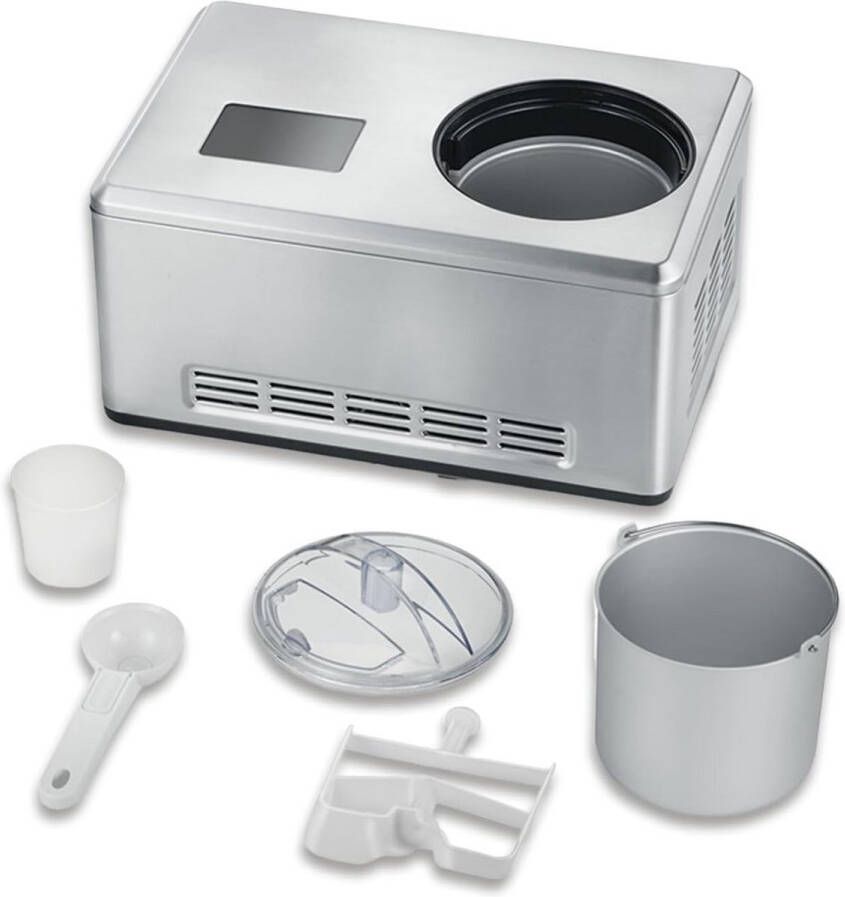 2-in-1 IJsmachine Incl. 2 IJsbakjes Compressor Yoghurtfunctie RVS EZ 7406 Krachtig & Stil