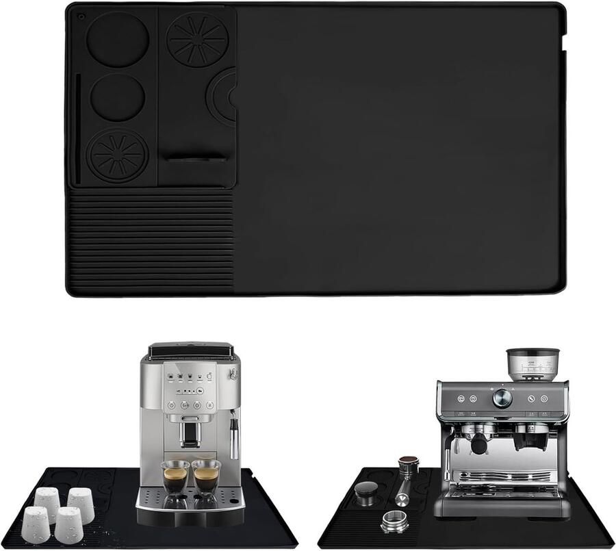 2-in-1 Koffiemat van Siliconen voor Koffiemachine 60 x 40 cm Inclusief Mat voor 25 x 20 cm Warmtebestendig tot 220°C Ideaal voor Espresso en Koffiezetapparaten