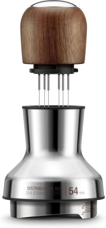 2-in-1 Koffieverdeler en Niveleermiddel 54mm voor Espresso Verstelbaar en Clumpvrij Malen