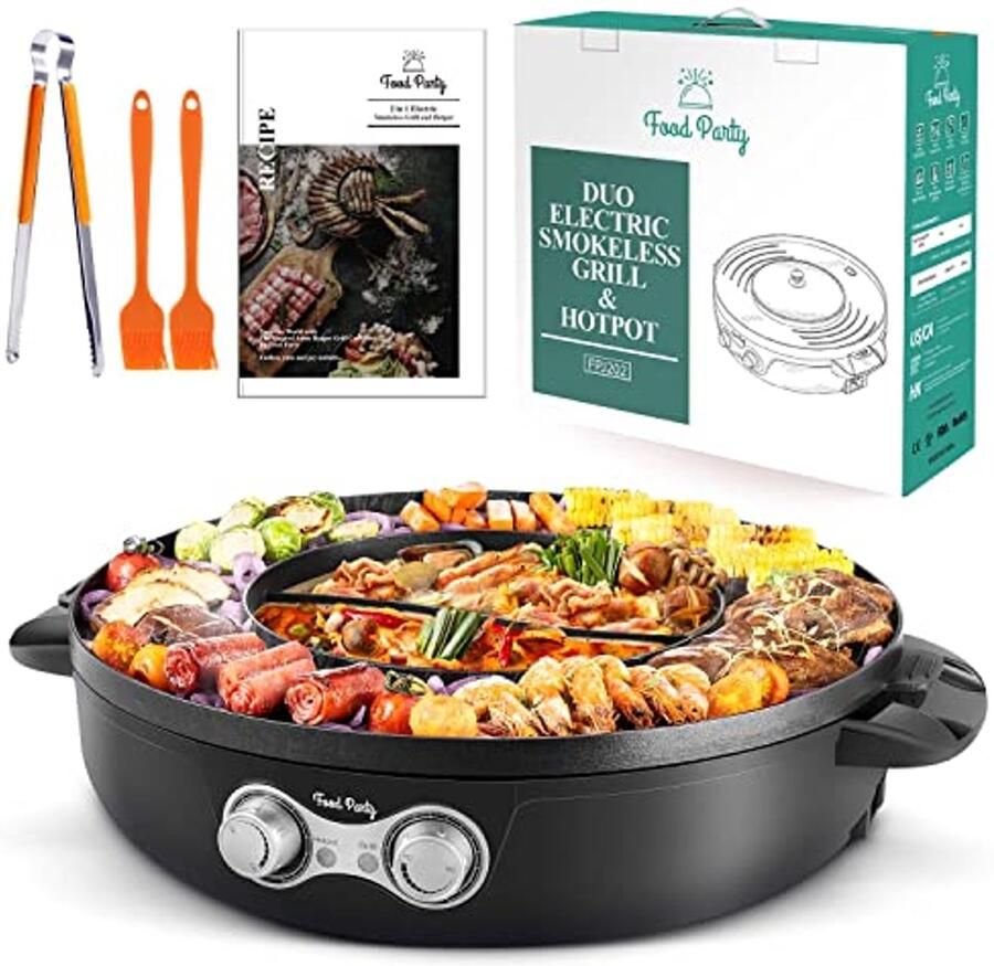 2-in-1 Koreaanse BBQ Grill en Hot Pot Elektrische Binnengrill voor 8 Personen