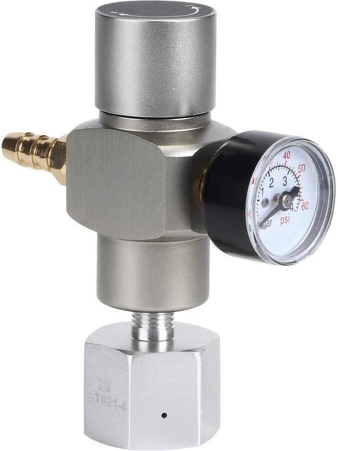 2 in 1 Mini Co2-gasregelaar Soda-manometer aanzienlijke koperen ruime micro-regelaar met adapter 3 8 inch naar Tr21.4 voor Sodastream - Foto 1