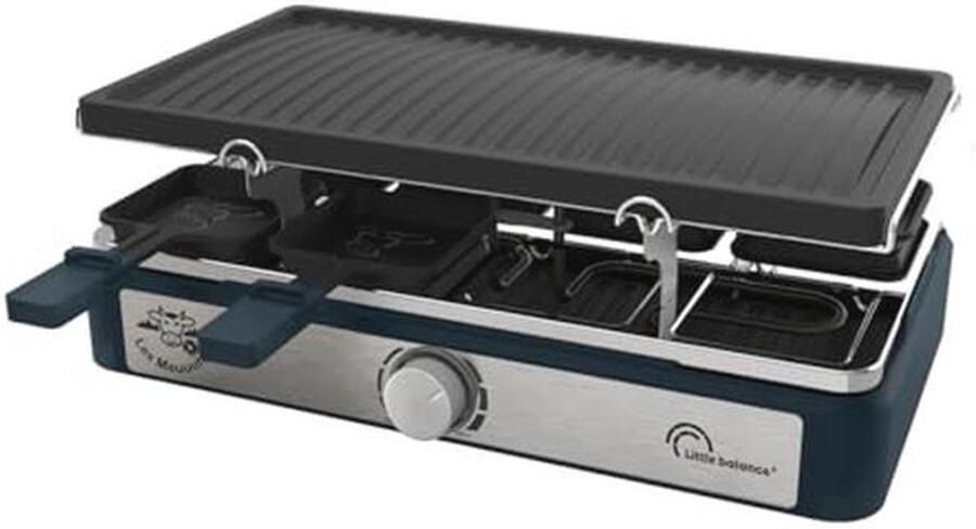 2-in-1 Raclette Gril voor 8 Personen PFAS-vrij 1400 W Inclusief 8 Houten Spatels