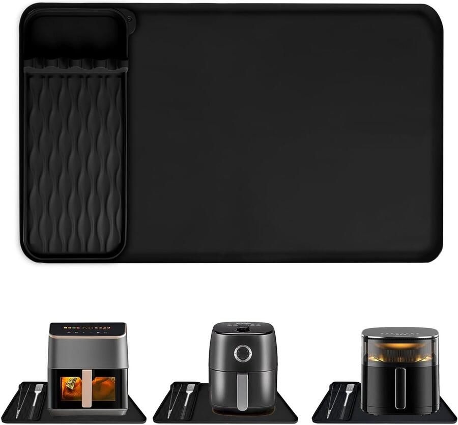 2-in-1 Siliconen Mat voor Airfryer en Oven Warmtebestendig Keukenaccessoire voor Magnetron en Gereedschap (Zwart) - Foto 1