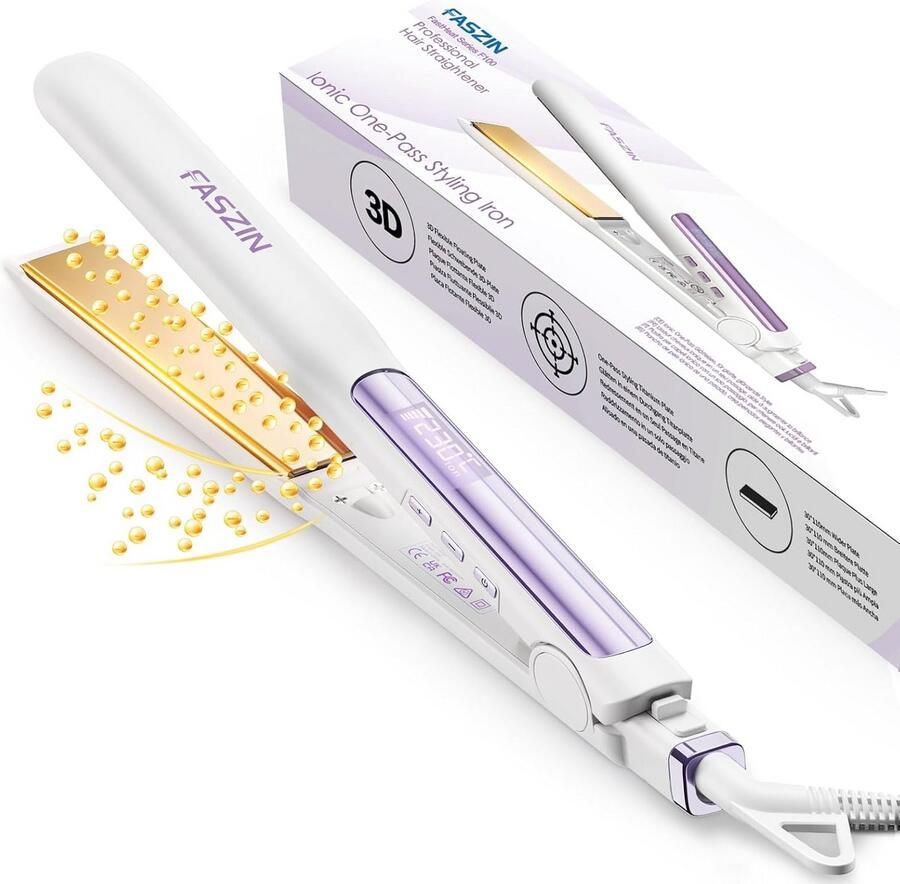 2-in-1 Stijltang en Krultang Snel Opwarmen met Titanium Platen en LCD Display