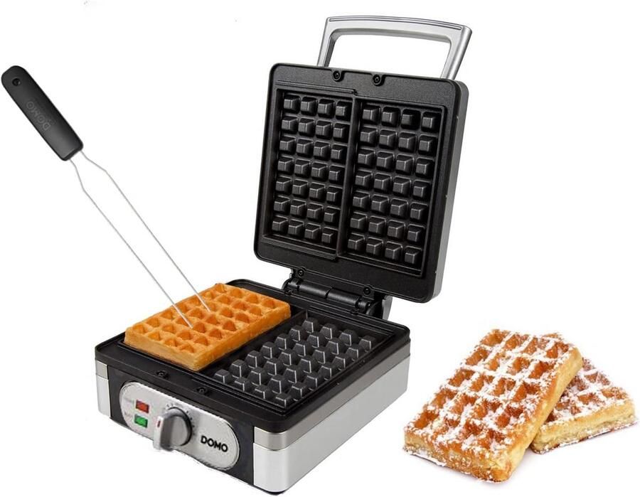 2-in-1 Wafelijzer voor Dikke en Knapperige Vierkante Wafels