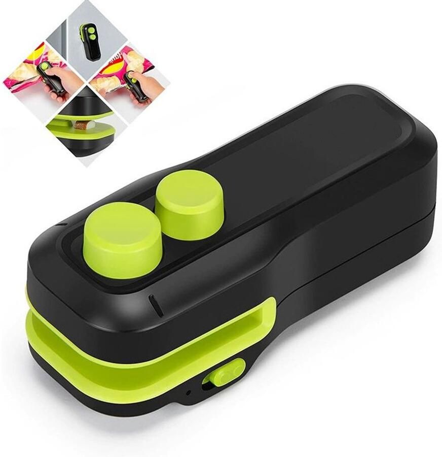 2-in-1 Zak Sealer Vacumeermachine Mini zaksluitmachine USB Oplaadbaar draagbare zaksluitmachine voor chipszakken plastic zakken voedselbewaring en het vers houden van snacks zwart