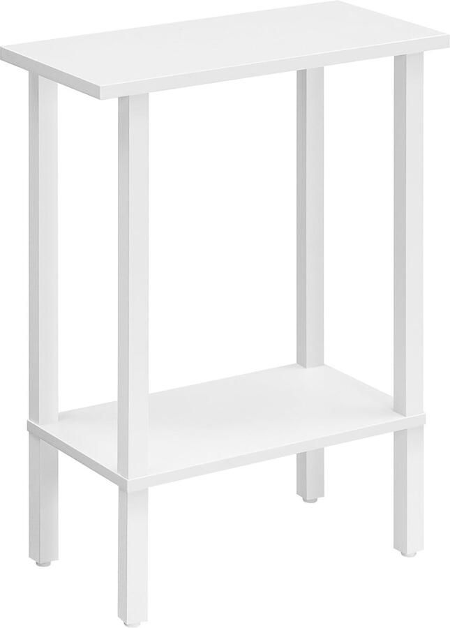 2-laags bijzettafel salontafel smalle banktafel nachtkastje voor snacks kleine ruimtes woonkamer slaapkamer en studeerkamer wit EWT240BZ01