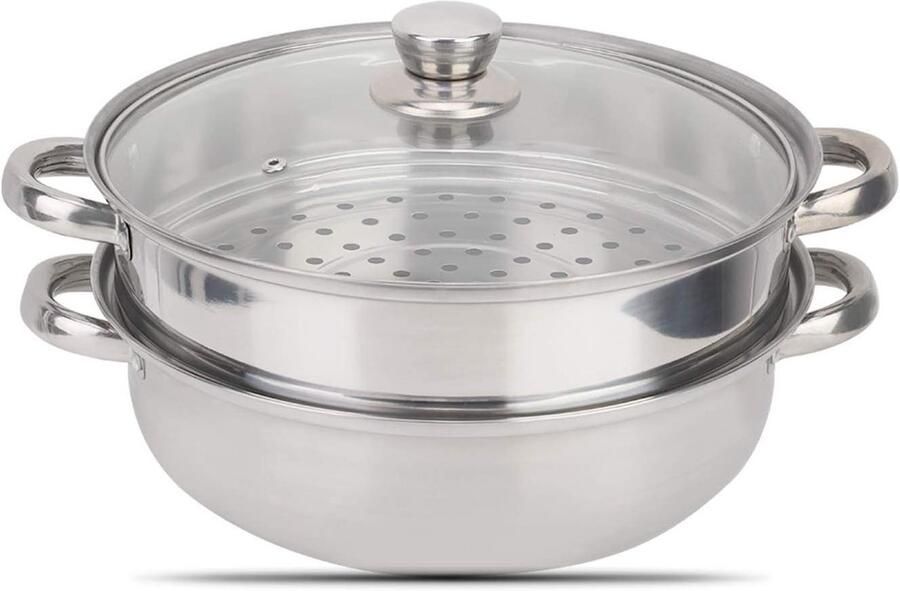 2-layer steamer stainless steel cookware 27cm 11in 2-layer steam pot double cooking soup steam